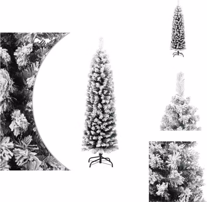 vidaXL Albero di Natale artificiale slim con neve verde 120 cm PVC - Alberi di Natale