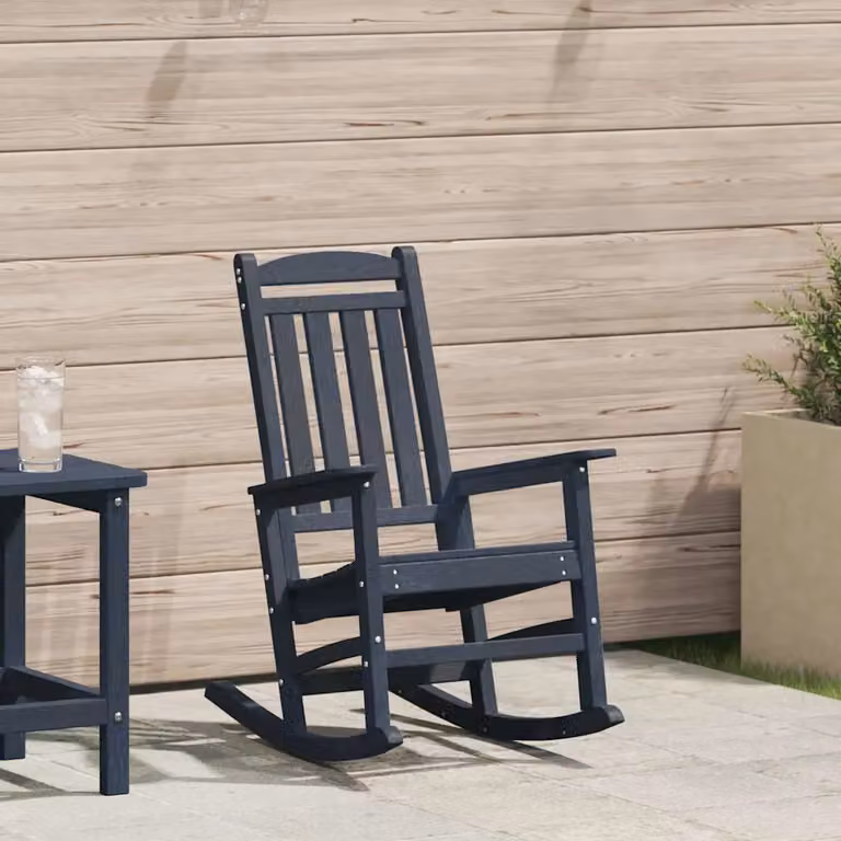 Sedia a dondolo da giardino vidaXL Blu navy in HDPE con braccioli