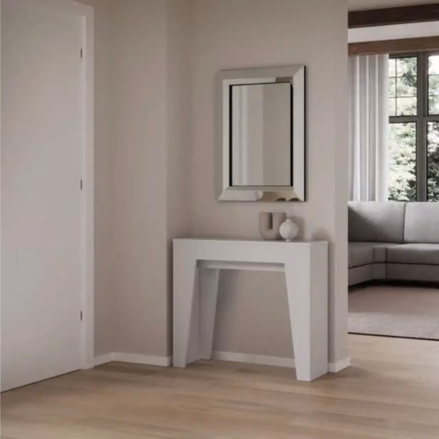 Consolle allungabile 90Ã—25/181 cm Narrow Bianco Frassino