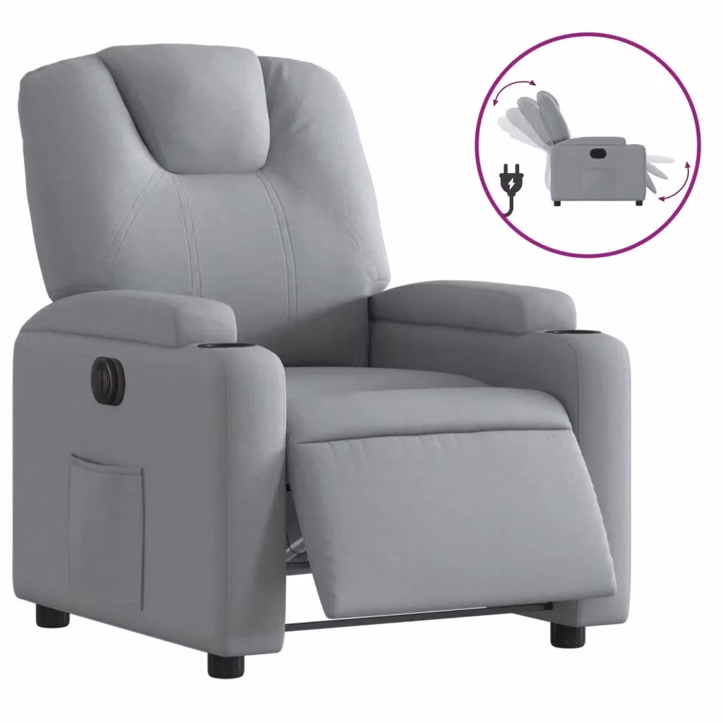 vidaXL Poltrona Elettrica Reclinabile Grigio in Tessuto con Braccioli – 2