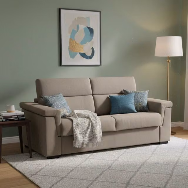 Divano Letto 3 Posti Nus DMORA Grigio, Sfoderabile e Made in Italy, L: 225 cm, P: 95 cm – 1