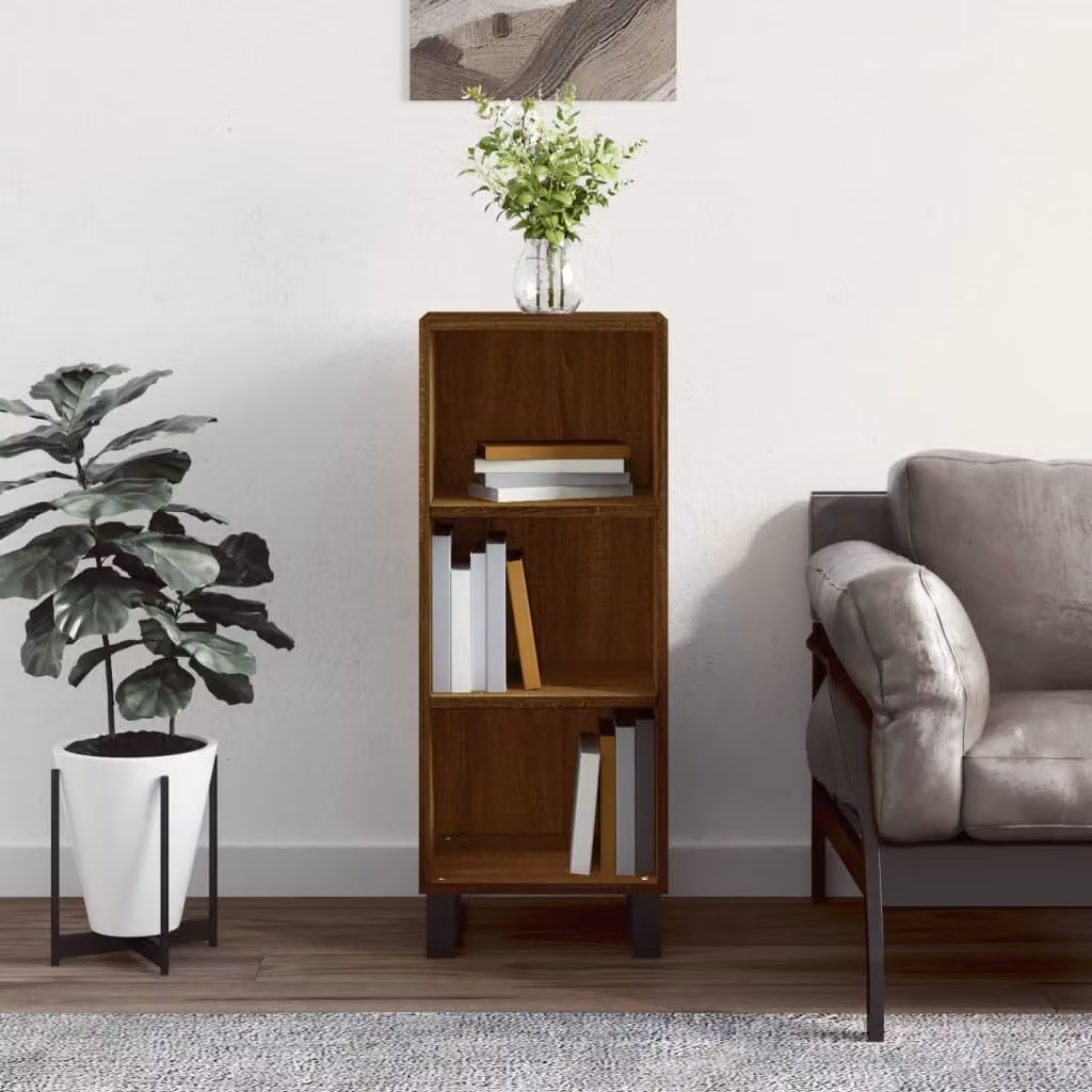 Credenza vidaXL in legno Rovere Marrone, sospesa a parete, L: 34,5 cm, P: 32,5 cm, H: 90 cm