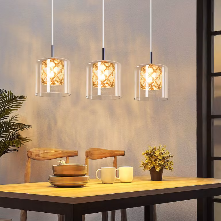 ZMH lampada a sospensione tavolo da pranzo lampada a sospensione soggiorno vetro 3 fiamme cristallo lampada a sospensione G9 vintage sala da pranzo 120CM altezza regolabile moderno