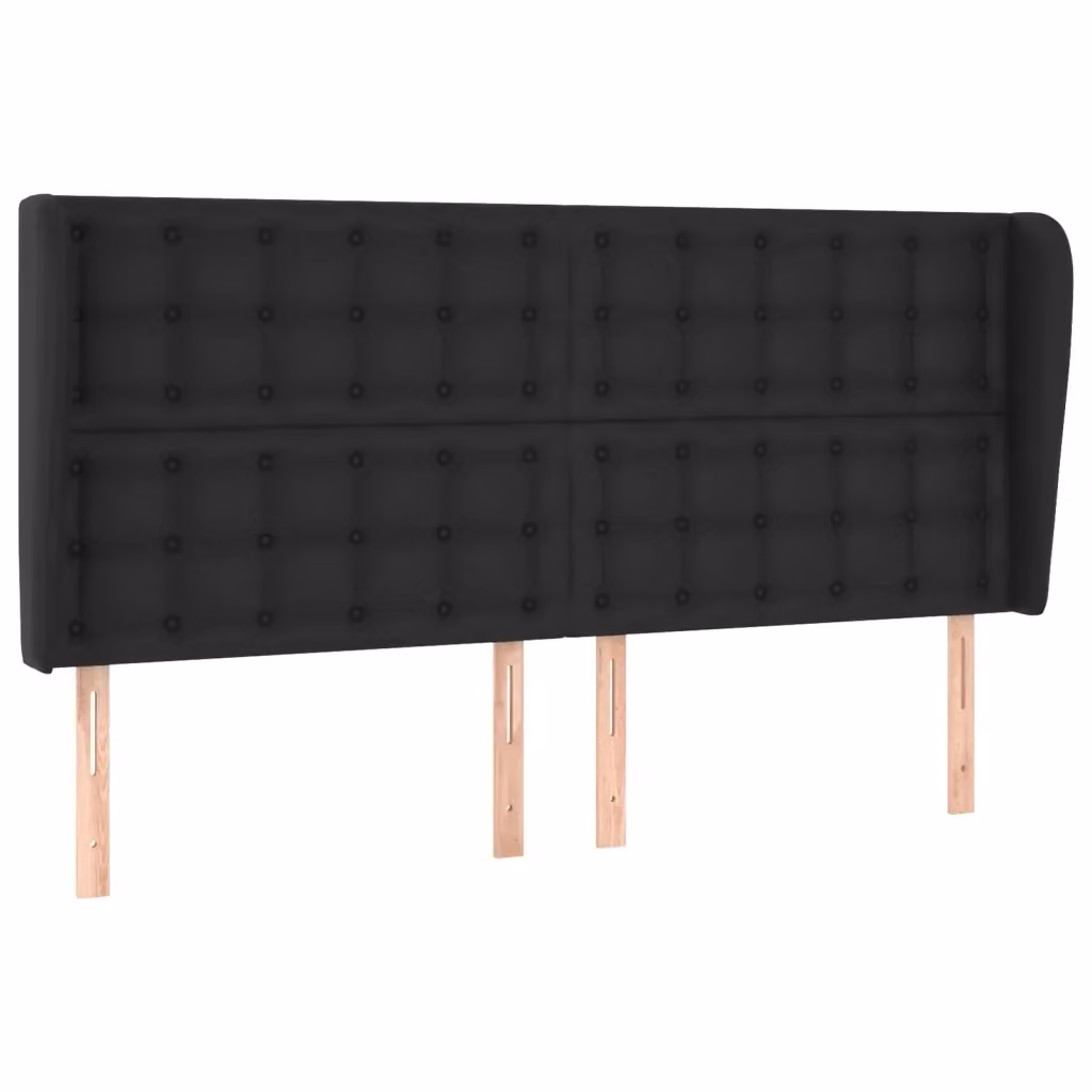Testiera ad orecchio vidaXL in similpelle nera con struttura in legno L: 183 cm, P: 23 cm, H: 118/128 cm – 2