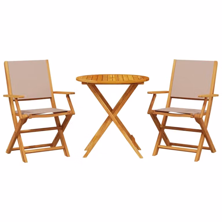 Set da Bistrot 3pz Tortora in Tessuto e Legno Massello