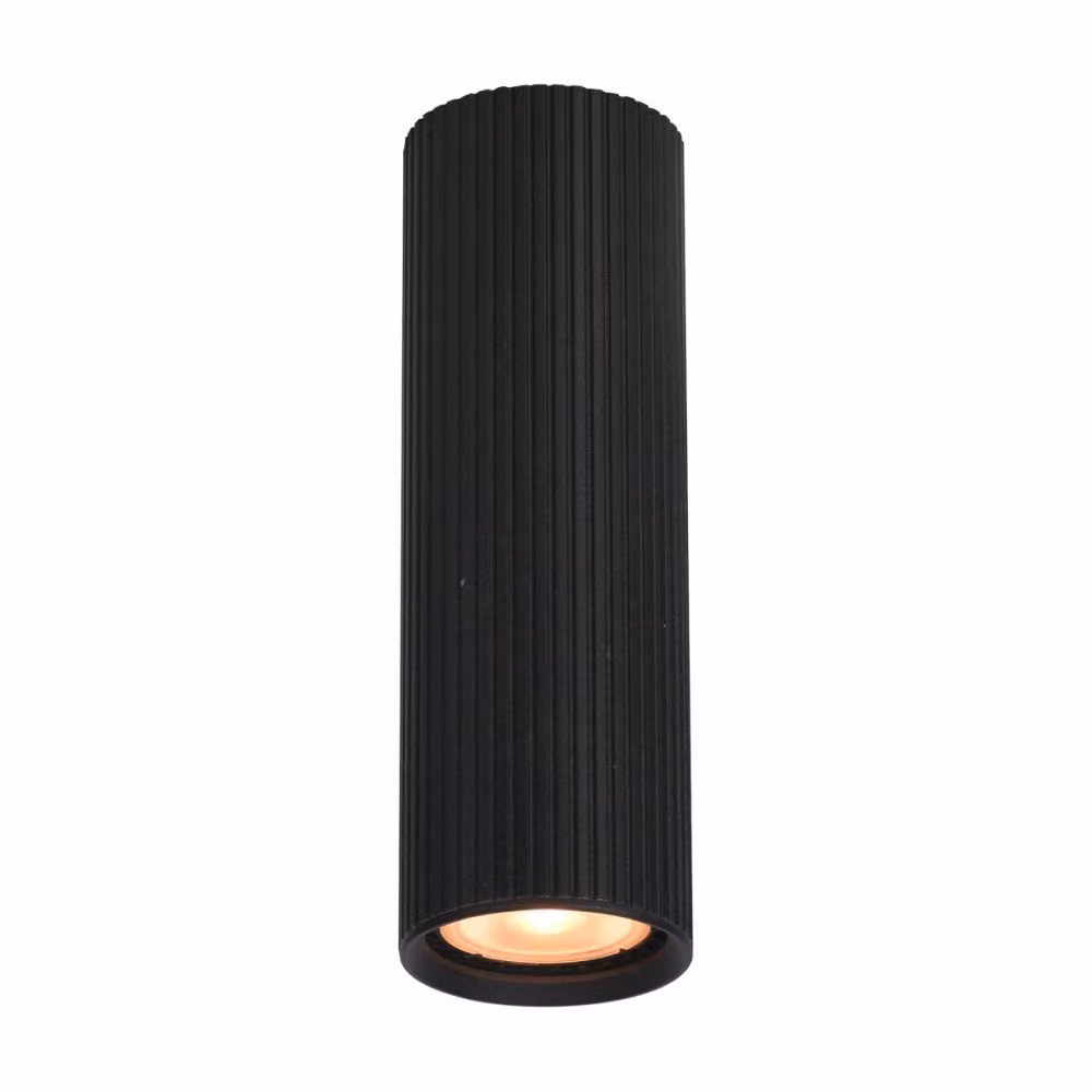 Spot a soffitto moderno tubo nero a righe rotondo 17 cm per soggiorno cucina 1xGU10 10W RILOK Italux
