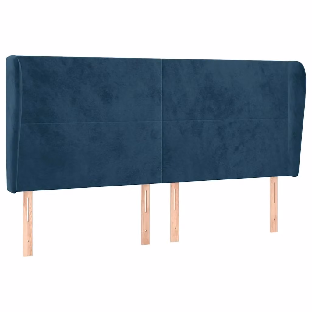 Testiera ad orecchio Design Mania in velluto blu scuro L: 203 cm, P: 23 cm, H: 118/128 cm – 2