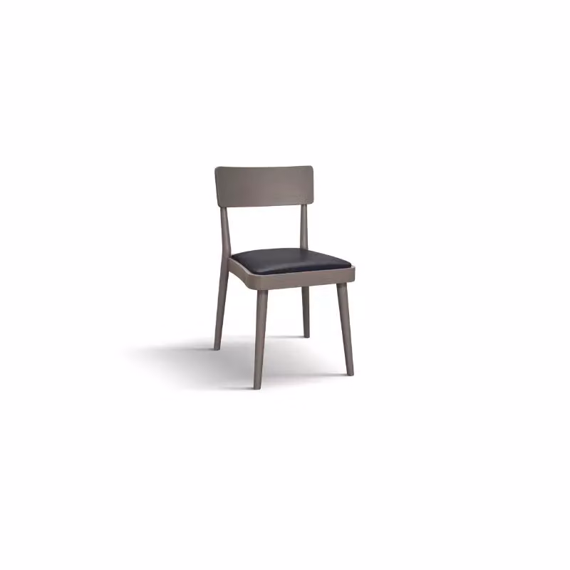Set di 2 sedie moderne Mobili 2G in legno tortora con seduta in ecopelle nera L: 48 cm, P: 45,5 cm, H: 79 cm – 2