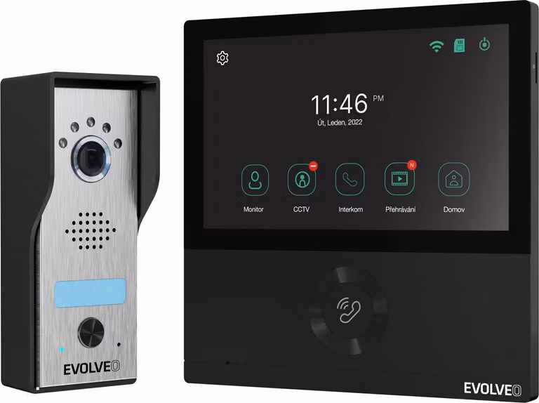 EVOLVEO DoorPhone AHD7, Videocitofono WiFi domestico con controllo cancello o porta monitor nero