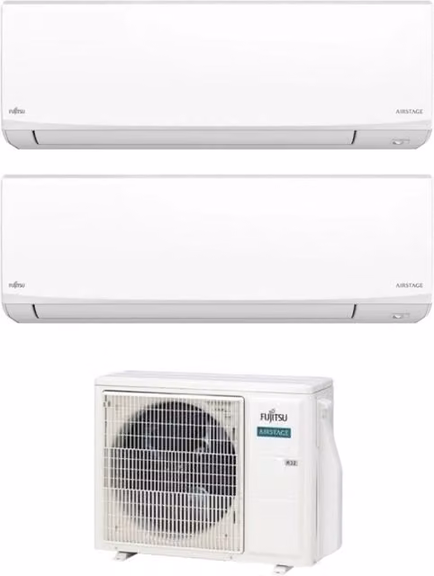 Condizionatore Dual Split Fujitsu KJ White 12+12 con Wi-Fi Integrato e Gas R-32 Classe Energetica A+++