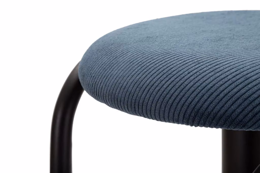 Sgabello da bar Mauro Ferretti blu con seduta in tessuto e struttura in metallo, Diametro: 41 cm, Altezza: 61-83 cm – 2