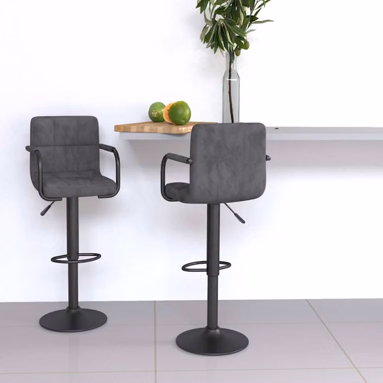 Set di 2 sgabelli da bar vidaXL in velluto grigio scuro con base girevole a 360 gradi