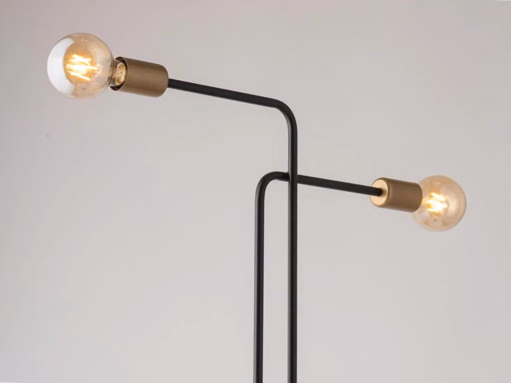 Lampada da terra Gino Sigma Lighting moderna in metallo nero e oro con 2xE27, H: 160 cm, L: 30 cm, P: 30 cm – 2