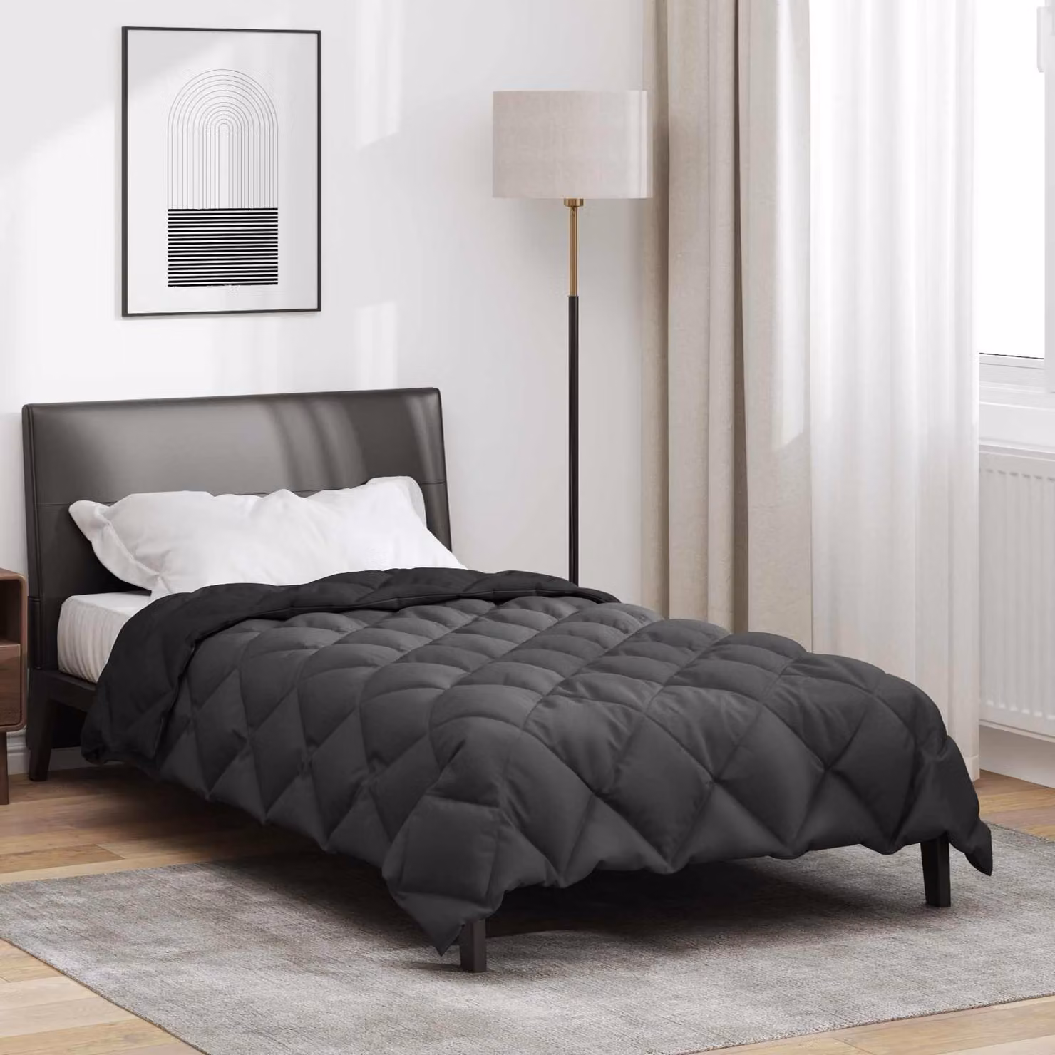 vidaXL Piumone Invernale in Microfibra Nero e Antracite L 155 x P 220 cm