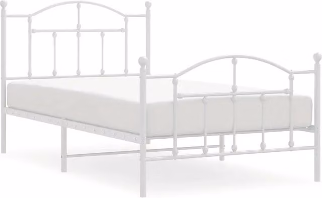 Letto singolo DESIGN IN con testiera e pediera in metallo bianco L/P/H: 196 x 105 x 97 cm – 1