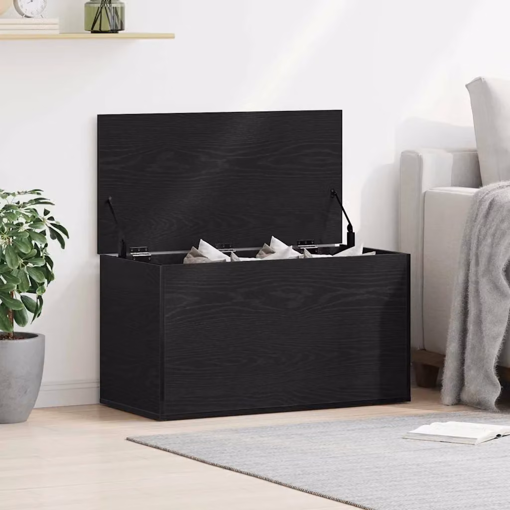 Scatola di stoccaggio vidaXL in legno MDF nero, L 84 cm x P 42 cm x H 46 cm
