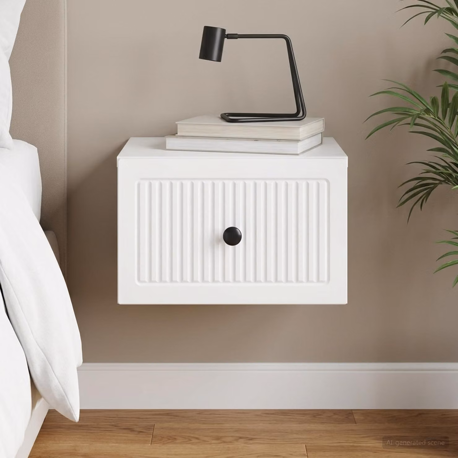 vidaXL Mobiletto da notte sospeso con cassetto Bianco L: 33 cm, P: 34,5 cm, H: 20 cm
