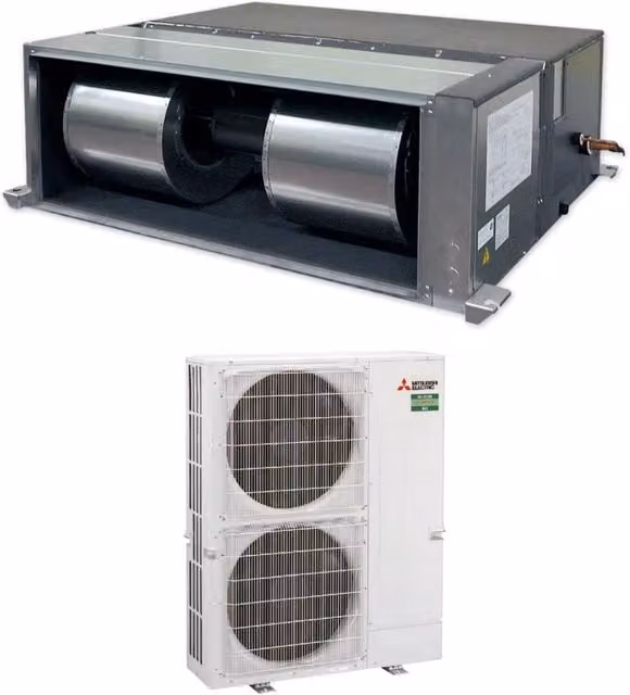 Condizionatore Canalizzato Mitsubishi Electric Inverter Alta Prevalenza 65000 Btu PEA-M200LA + PUZ-M200YKA Trifase R-32 Bianco con Controllo Wi-Fi e App