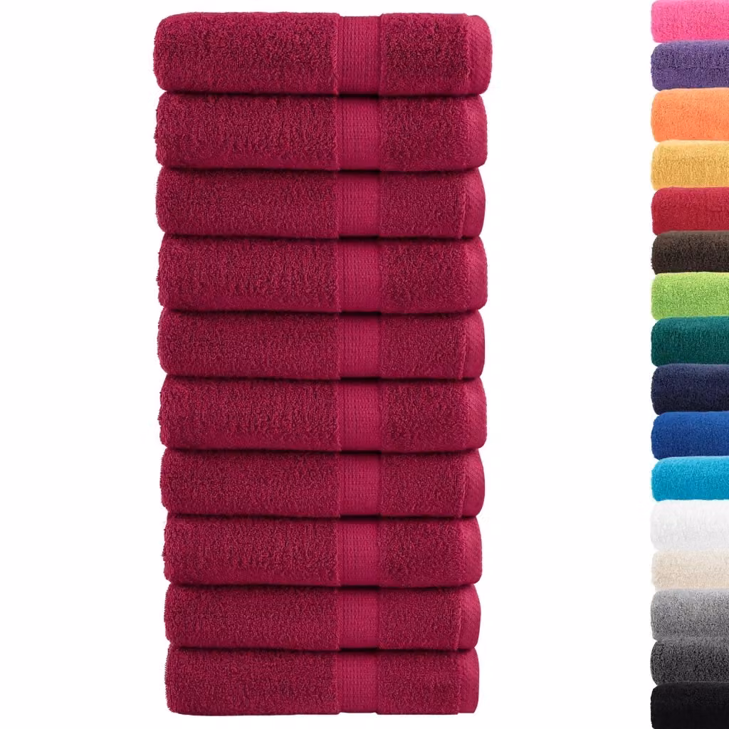 Set di 10 asciugamani da bagno SOLUND in cotone spugna rosso, 100x150 cm, 600 g/m2 – 2