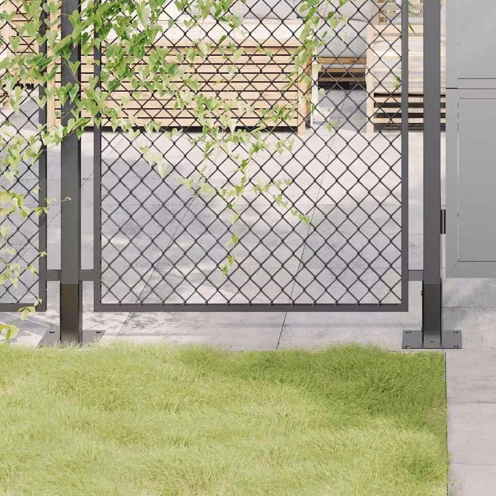 Set di 12 basi per pali quadrati vidaXL in acciaio verniciato antracite e nero per pali da 51x51 mm