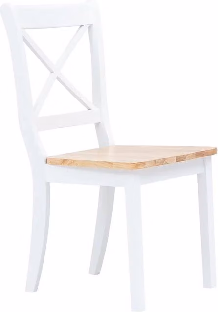 Sedie da Pranzo 4 pz | Sedie da cucina Bianco e Naturale in Massello di Hevea