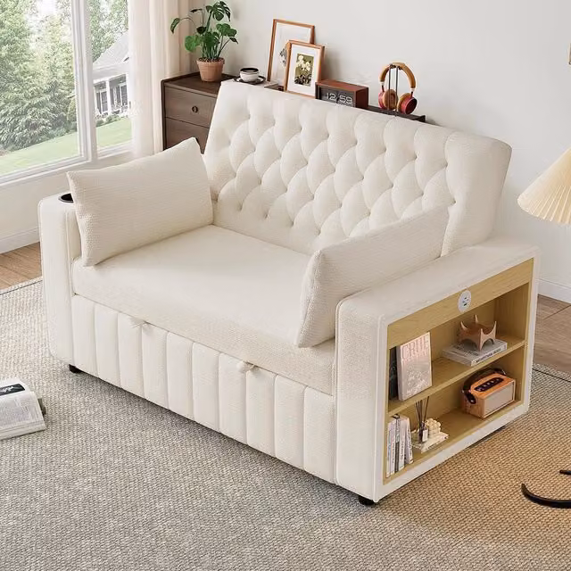 Divano letto multifunzione - Xylo - Con USB e ripostiglio, beige