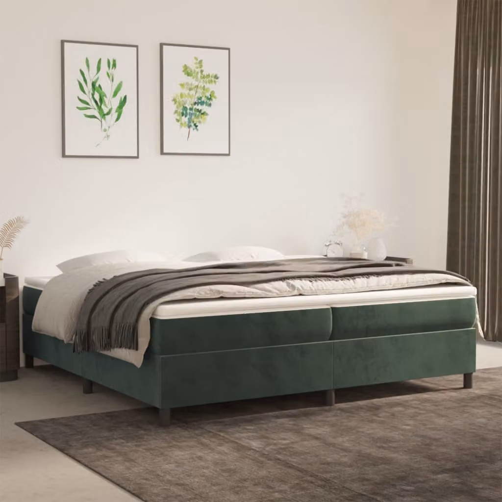 Maison Exclusive - Giroletto a Molle con Materasso Verde Scuro 200x200 cm Velluto