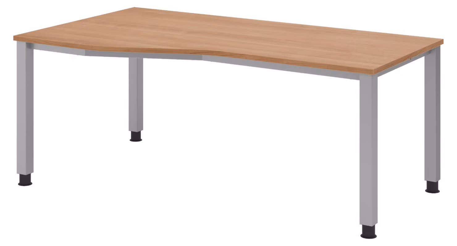 Scrivania bümö Serie Q - Struttura: argento, finitura: noce, dimensioni: 180 x 100 cm