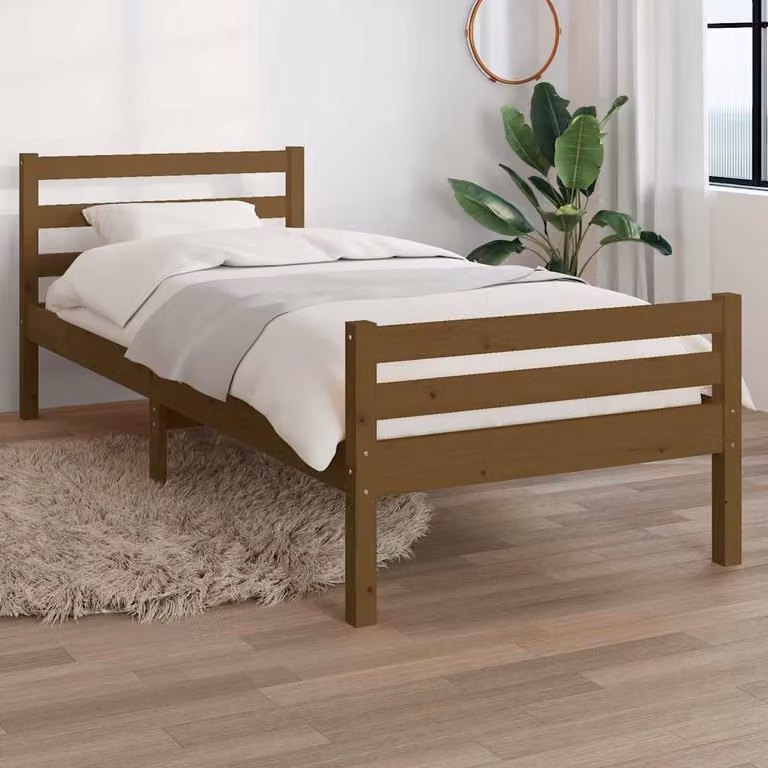 vidaXL Giroletto in legno massello di pino colore ambra con doghe fisse L: 75 cm, P: 190 cm
