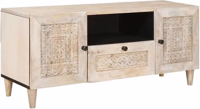 Mobile TV con cassetto-Credenza per TV Bianco 105 x 33 x 46 cm Legno multistrato 799410