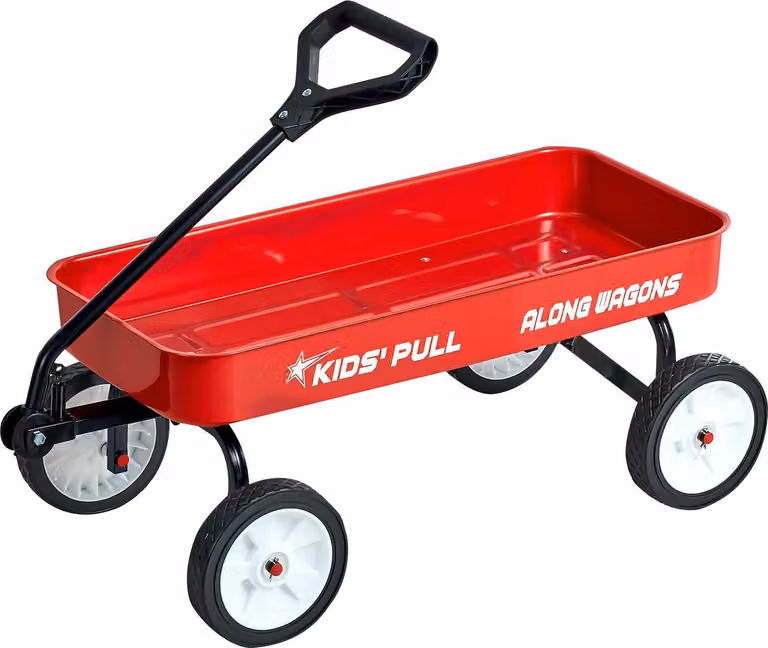 Trolley per bambini - A partire da 18 mesi - Dimensioni 101 x 48 x 36 cm - Portata 80 kg - Con maniglia - Per giardino, spiaggia e campeggio - Rosso