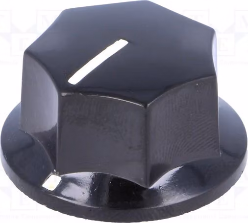 1 manopola rotante con indicatore, in bachelite, diametro albero: 6 mm, dimensioni: 27,2 x 17,5 mm, modello PN-9C-6.4. Manopole rotanti