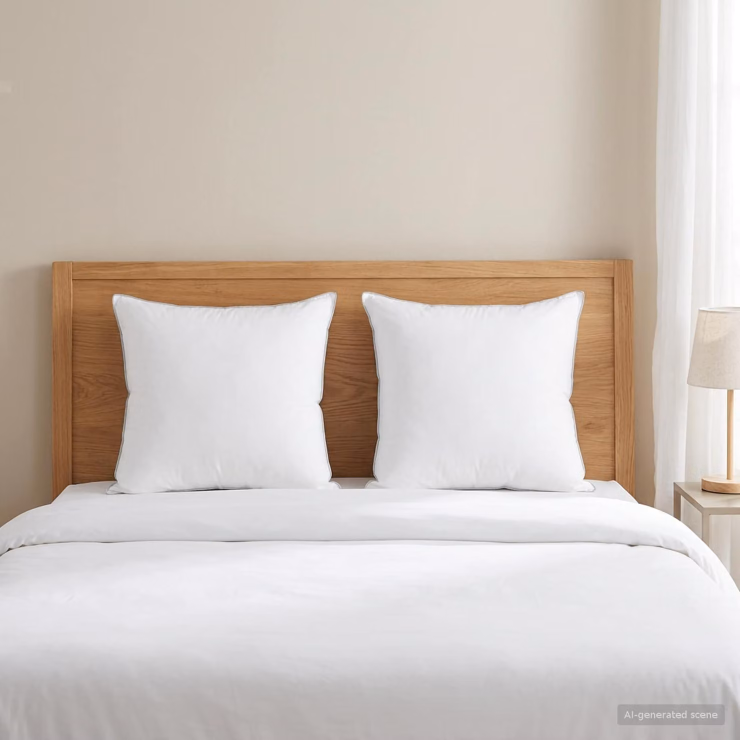 Set di 2 cuscini quadrati vidaXL in lana australiana e cotone, colore bianco, L 60 cm x P 60 cm x H 60 cm