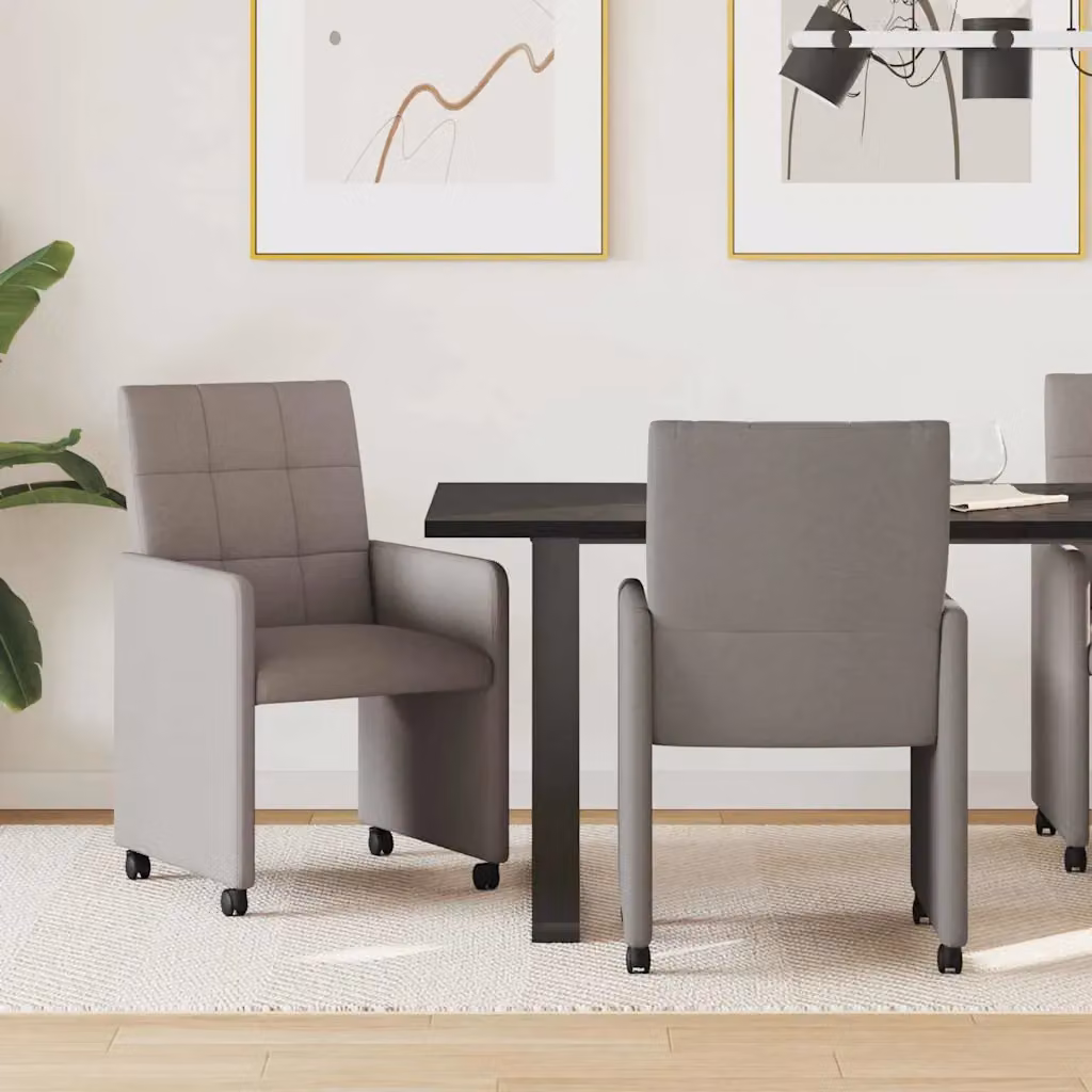 Set di 2 sedie da pranzo vidaXL con ruote e braccioli in tessuto, L/P/H: 58 x 65 x 94 cm – 1