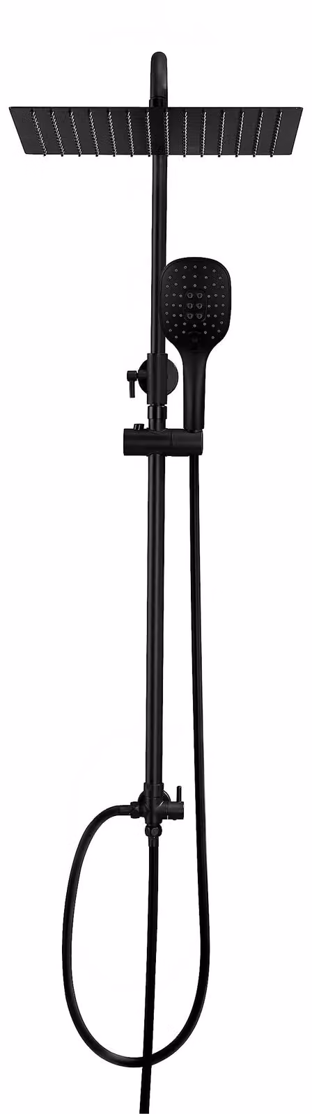 Sistema doccia a soffione piatto Görbach, senza miscelatore, angolare, 30x30 cm, colore nero