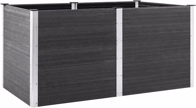 Moderno letto da giardino rialzato 200 x 100 x 91 cm per uso esterno design elegante in WPC grigio 02_0046554