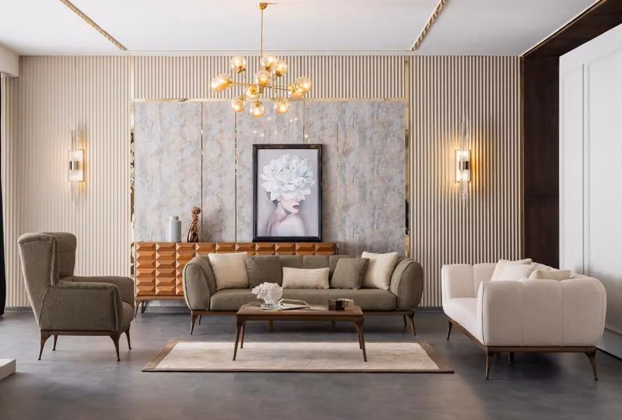 Sofagarnitur Sitzgruppe 2x Sofas 3 Sitzer Sessel Couchtisch Wohnzimmer