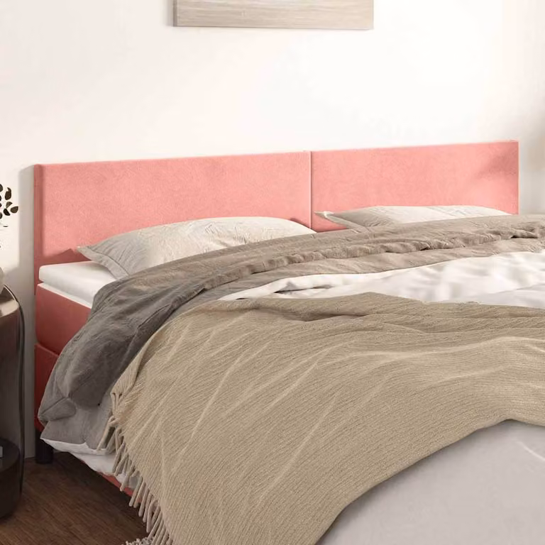 Testiera per letto vidaXL in velluto rosa con pannello imbottito, L: 160 cm, P: 5 cm, H: 78-88 cm