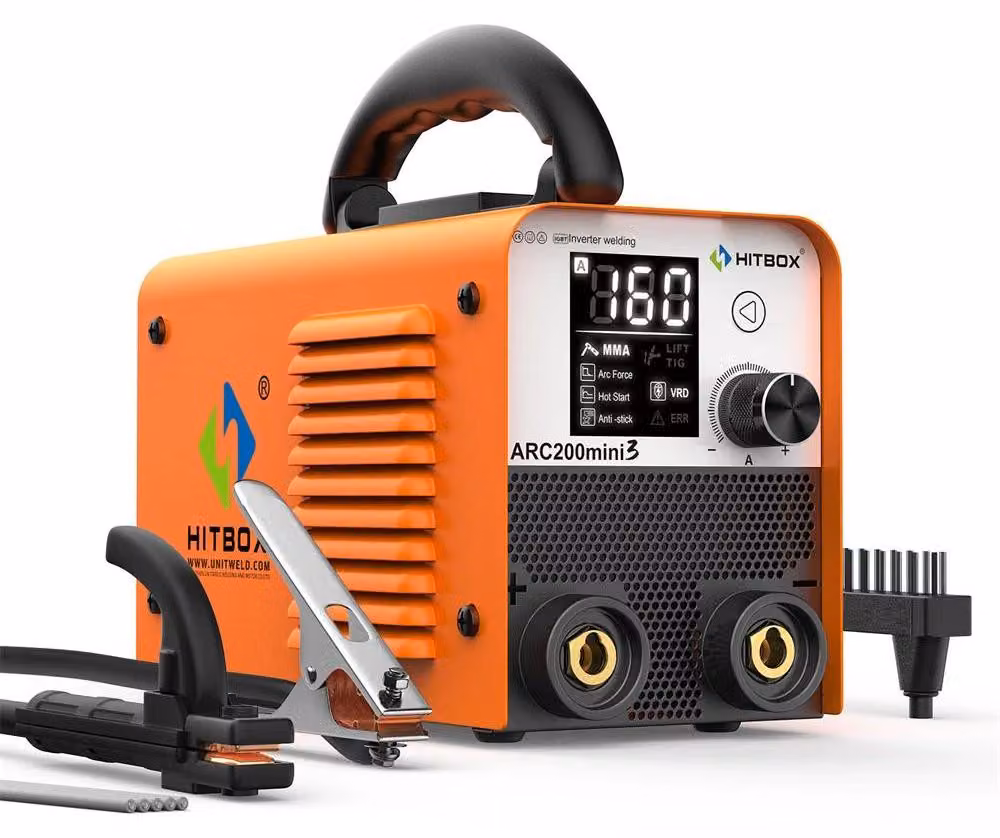 Saldatrice inverter ARC200 - MMA/TIG (sollevamento) - Saldatrice per elettrodi - 120A, 220–240V, spina EU - Display digitale, tecnologia IGBT - Funzioni: avviamento rapido, anti-aderenza, controllo dell'arco - Portatile