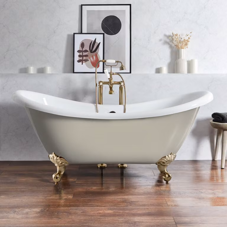 Vasca Freestanding Tradizionale Beige Linen 1750x730mm con Piedini Oro Satinato - Legend