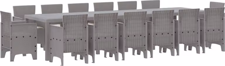 Set da Pranzo per Giardino 15 pcs Grigio chiaro Rattan Polt