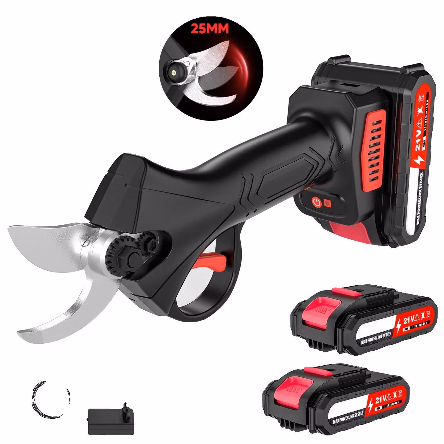 Potatore elettrico, motore brushless, design senza fili, 2 batterie Nero
