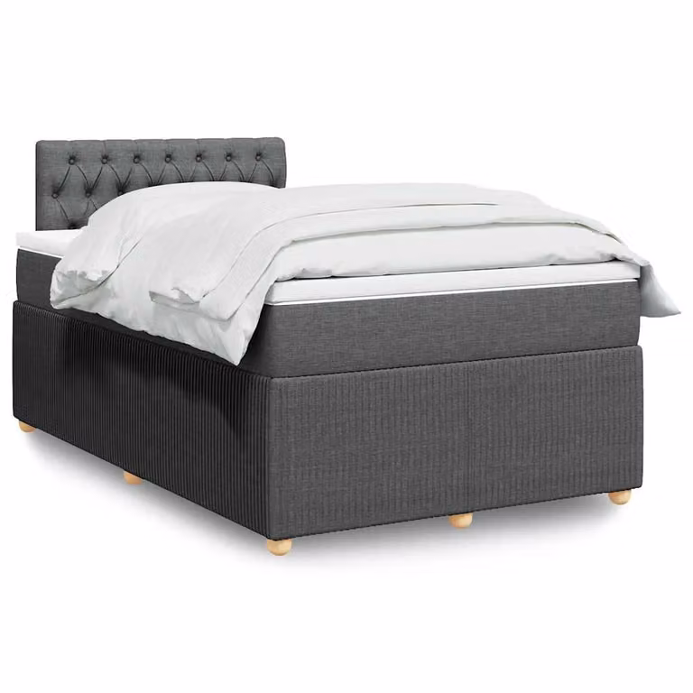 vidaXL Giroletto a Molle con Materasso Ibrido in Tessuto Grigio e Bianco, L/P/H: 120 x 200 cm