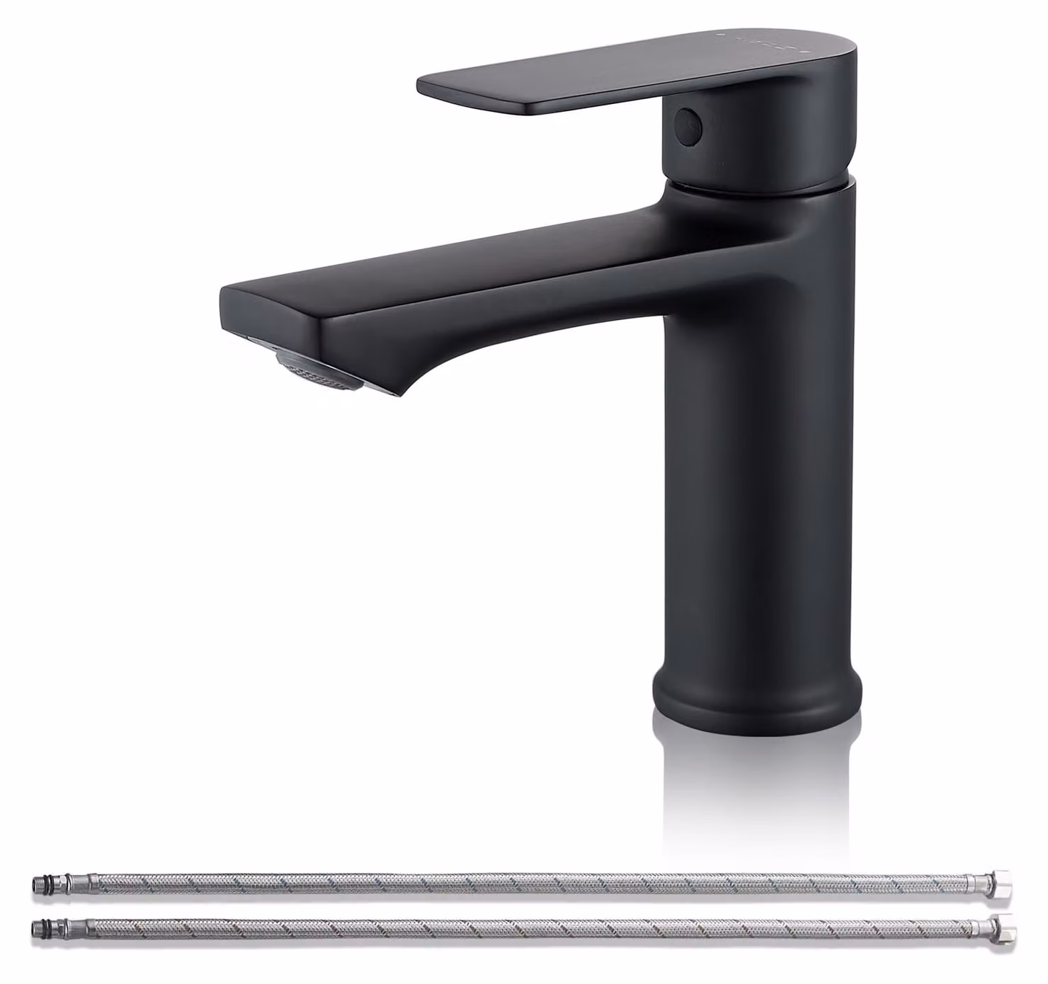 Miscelatore monocomando per lavabo e bagno, a risparmio energetico, altezza 96 mm, colore nero, adatto per bagno e cucina