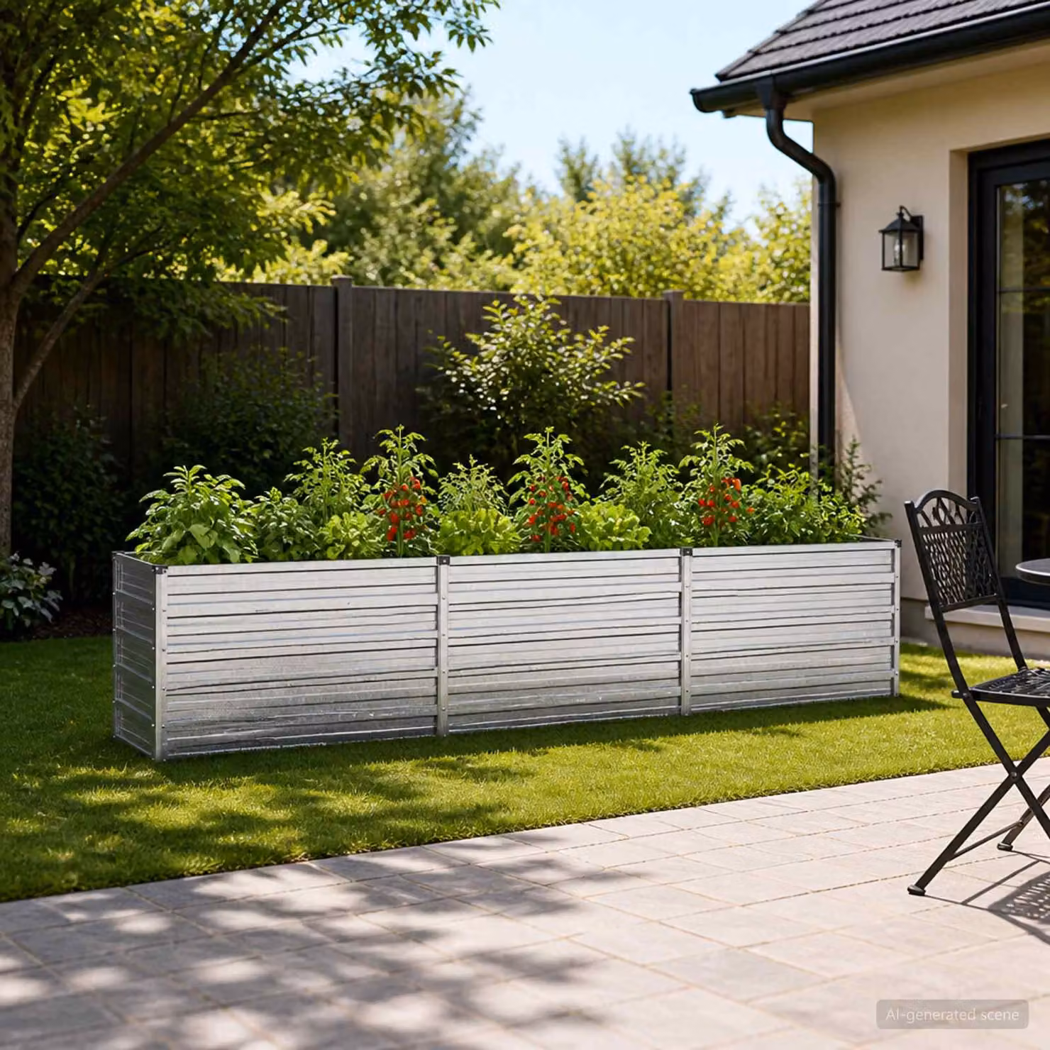 Letto rialzato da giardino vidaXL in acciaio galvanizzato Argento L: 240 cm, P: 40 cm, H: 55 cm