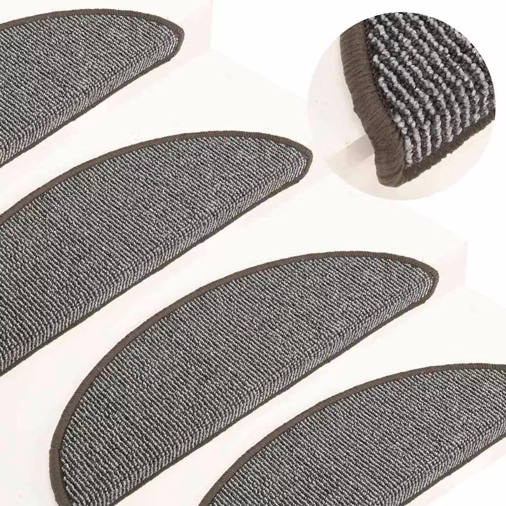 Set di 15 tappetini per scale semicircolari vidaXL, colore grigio, in polipropilene antiscivolo e fonoassorbenti, L: 56 cm, P: 17 cm, H: 3 cm