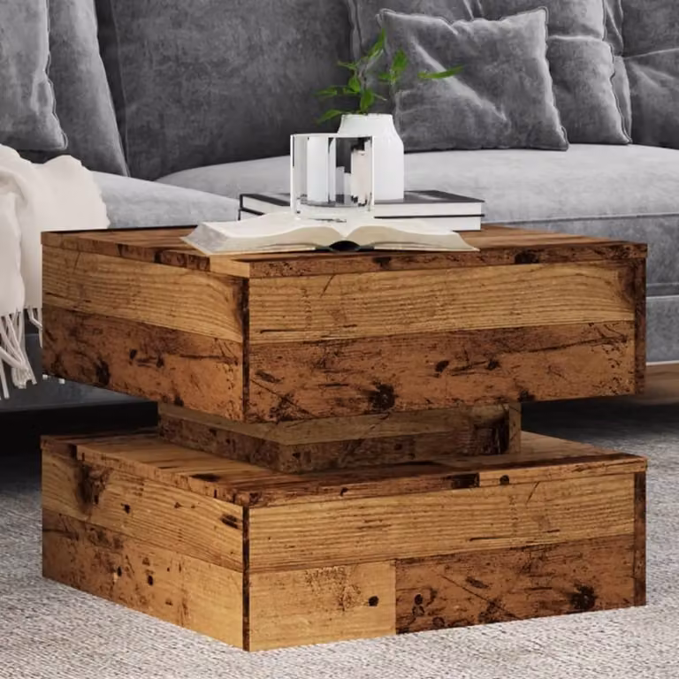 Maison Exclusive - Tavolino con luci LED effetto legno antico 50x50x40 cm