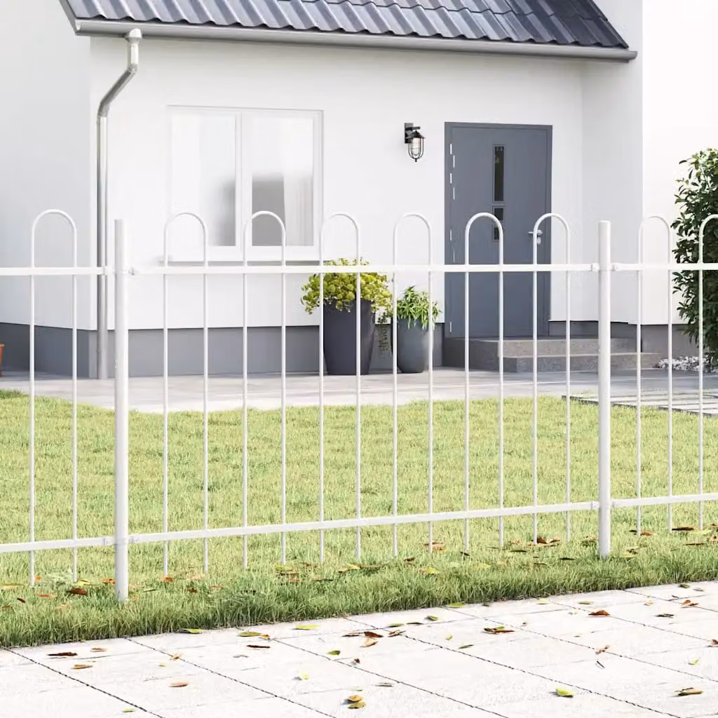 Recinzione per Giardino vidaXL BOXTEL Rettangolare in Acciaio Verniciato a Polvere Bianco H: 170 cm, L: 130 cm, P: 3,4 cm