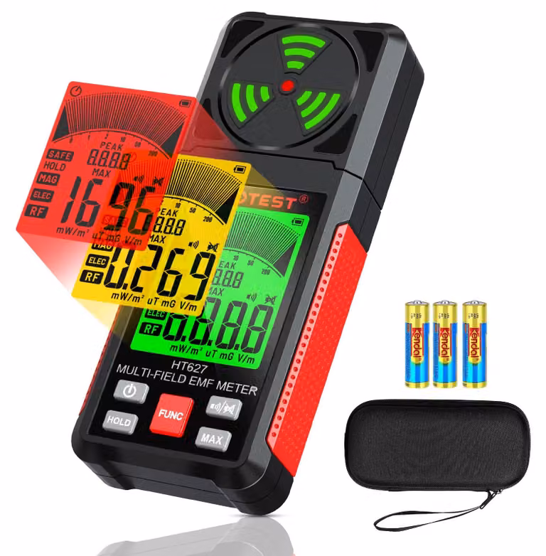 Misuratore EMF 3-in-1, rilevatore di campo portatile, colore rosso, display LCD