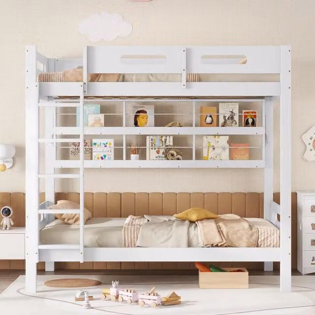 letto a castello legno e mdf bianco 90x200 cm